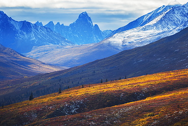 The North Klondike Valley Lights Up Along The Dempster Highway With Tombstone Mountain In The Distance, Yukon, Canada