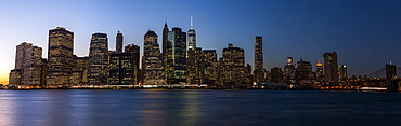 Lower Manhattan Skyline At Sunset, New York City, New York, United States Of America