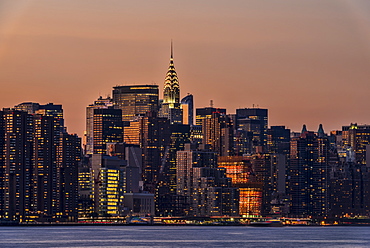 Midtown Manhattan Skyline At Sunset, New York City, New York, United States Of America