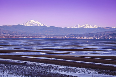 Mount Baker And Bellingham, Washington From Across Bellingham Bay, Bellingham, Washington, United States Of America