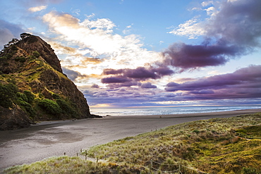 A Sunset At The Surf Beach Of Piha, Just Outside Of Auckland, New Zealand