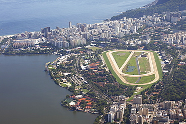 View Of Jockey Club, Leblon And Rodrigo De Freitas Lake From Christ The Redeemer Statue, Corcovado Mountain, Tijaca National Park, Rio De Janeiro, Brazil