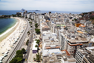 The View Of Copacabana Beach From Above Looking Towards Ipanema, Rio De Janeiro, Brazil