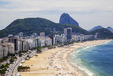 Copacabana From Above Looking Towards Sugarloaf Mountain, Rio De Janeiro, Brazil