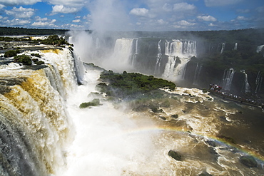 Rainbow By Public Walkway At Iguazu Falls, Parana, Brazil