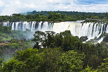 People On Observation Deck Watching Iguazu Falls, Parana, Brazil