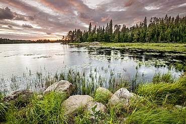 Sunset Over A Pond, Thunder Bay, Ontario, Canada