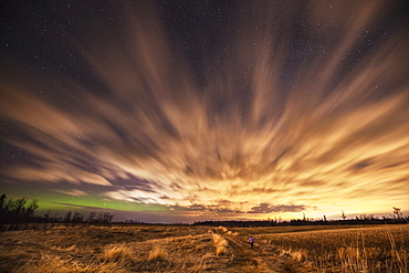 Night Sky With Aurora Borealis, Thunder Bay, Ontario, Canada