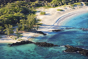 Aerial View Of Makalawaema Beach In Kekaha Kai State Park, Kailua Kona, Island Of Hawaii, Hawaii, United States Of America