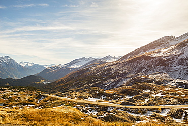 Mountain Road In The Swiss Alps, San Bernardino, Grisons, Switzerland