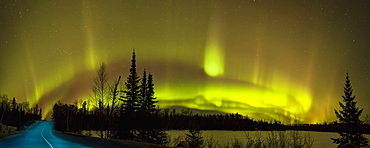 Aurora Borealis Over The Road, Thunder Bay, Ontario, Canada