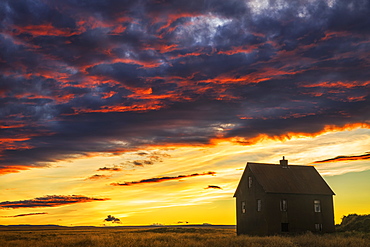 Abandoned House In Rural Iceland With A Brilliant Sunset, Iceland