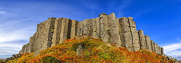 A Vertical Wall Of Solidified Lava Forms Hexagonal Shapes On The Snaefellsnes Peninsula, Iceland