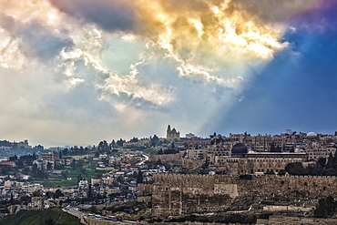 Golden Clouds Over The Cityscape Of Jerusalem, Jerusalem, Israel