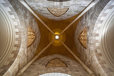 Low Angle View Of The Ceiling Inside The Tear Drop Church, Jerusalem, Israel