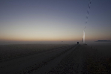 Woolwich Guelph Townline Before Sunrise On A Foggy Morning, Mosborough, Ontario, Canada