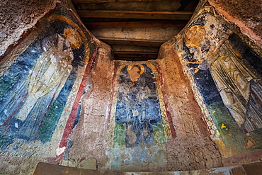 Three Panels Of A Fresco In A Church, Ephesus, Turkey