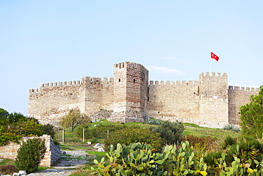 Selcuk Castle And The Turkish Flag, Ephesus, Turkey