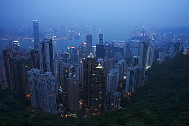 Victoria Harbour At Dusk From The Peak, Hong Kong, China