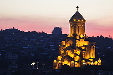 Holy Trinity Cathedral Of Tbilisi (Sameba) At Dawn, Tbilisi, Georgia