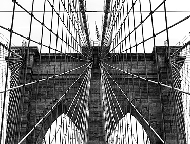 Grid Pattern Of Supports On The Brooklyn Bridge, New York City, New York, United States Of America