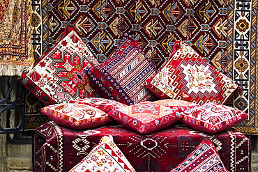 Cushions And Carpets For Sale In A Souvenir Store, Baku, Azerbaijan