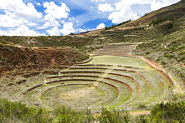 Circular Terraces Of Moray, Town Of Maras In Sacred Valley Of Peru, Moray, Cusco, Peru