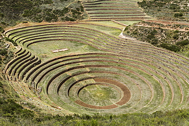 Circular Terraces Of Moray, Town Of Maras In Sacred Valley Of Peru, Moray, Cusco, Peru