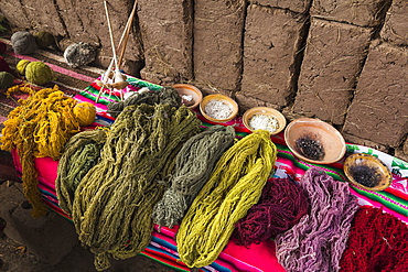 In Amaru Community Of Sacred Valley Near Urubamba, Traditional Native Dyes Used On Wool, Urubamba Province, Cusco, Peru