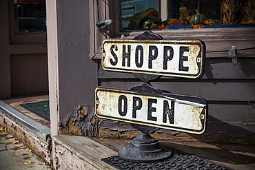 Vintage Shop Sign, Woodstock, Vermont, United States Of America