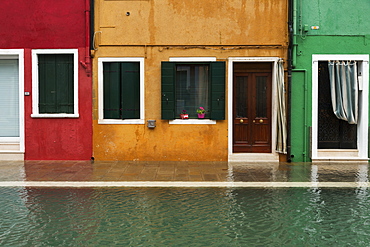 Colourful Houses Along A Canal, Venice, Italy