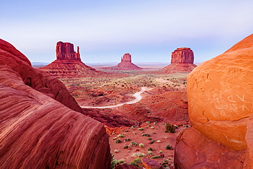 The Mittens At Sunset, Navajo Tribal Park, Monument Valley, Arizona, United States Of America
