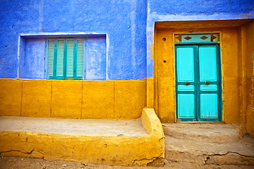 A Colourful Wall To A Nubian Home In A Village On The Nile, Egypt