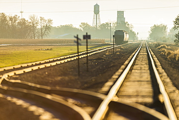 Morning Light On Railroad Tracks Near Groton, South Dakota, United States Of America