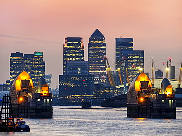 Canary Wharf Skyline From Woolwich, London, England