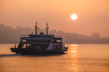 Ferry In The Strait Of Dardanelles At Sunrise, Canakkale, Turkey