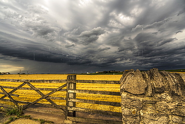 A Farm Field Under A Dark, Stormy Sky, Whitburn, Tyne And Wear, England