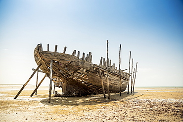 Wrecked Fishing Boat On Vilanculos Beach, Bazaruto Archipelago, Mozambique