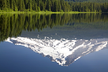 Mountain Reflected In Trillium Lake, Mount Hood National Forest, Oregon, United States Of America