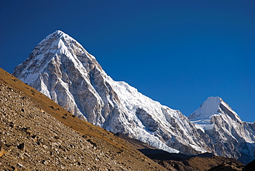 Pumori And Lingtren Mountains, In The Everest Region Of Nepal