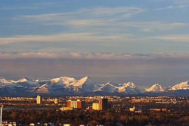 City Skyline With Mountain Backdrop, Calgary, Alberta, Canada