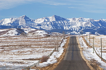 Country Road In Winter, Alberta, Canada