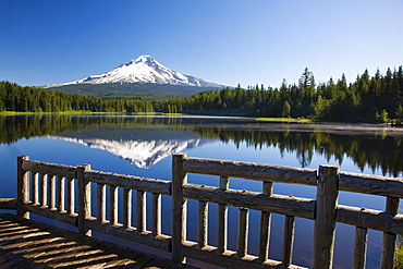 Reflection Of Mount Hood In Trillium Lake In The Oregon Cascades; Oregon, United States Of America