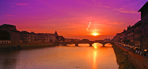 Arno River At Sunset Florence Tuscany Italy