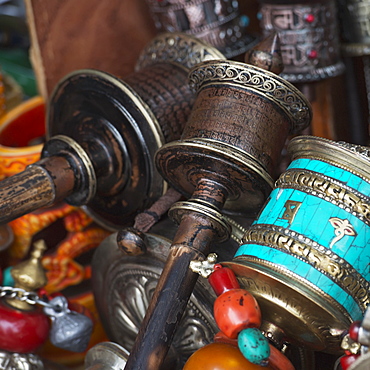 Colourful assortment of beads and ornate chinese items, Lhasa xizang china