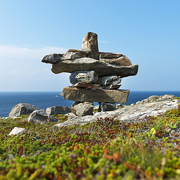 Cairn On The Shore Of The Atlantic Coast, Newfoundland And Labrador, Canada