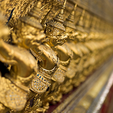 Gold Statues In A Row, Temple Of The Emerald Buddha (Wat Phra Kaew), Bangkok, Thailand