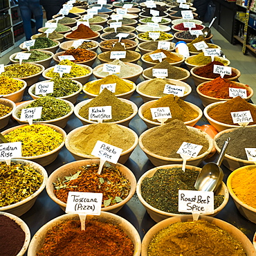 Abundant Variety Of Spices And Rice For Sale At The Arab Market In The Old City Of Jerusalem, Jerusalem, Israel