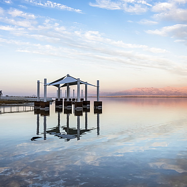 Pillars And An Umbrella Structure In The Dead Sea, South District, Israel