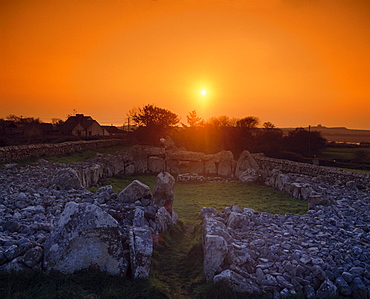 Ring Shaped Old Ruin At Sunset; Ireland